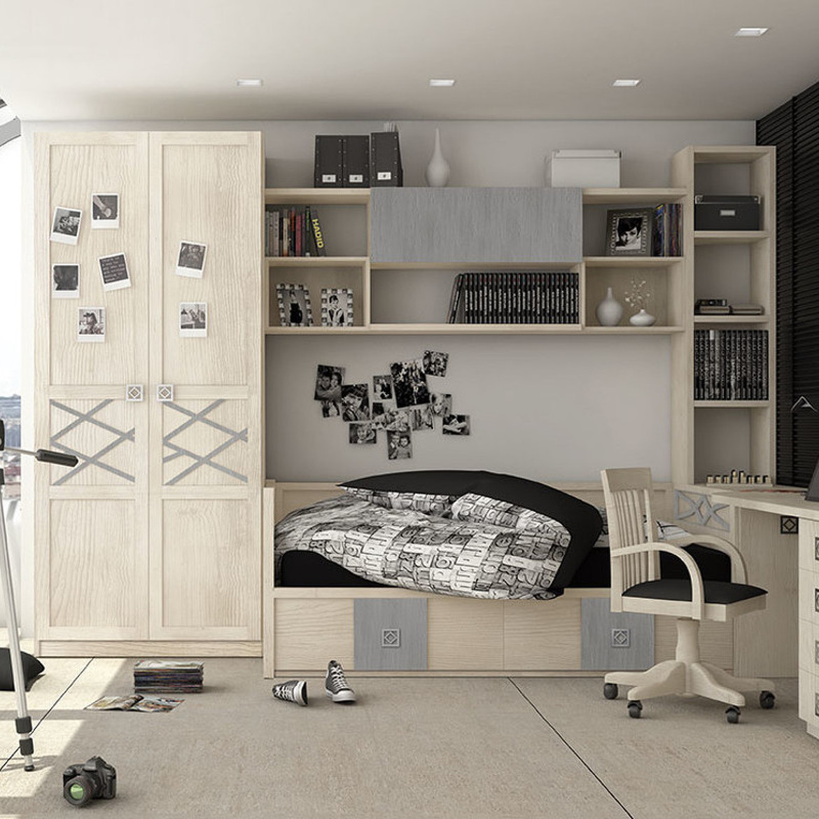 Модульная стенка с кроватью, арт. LT.MD.TS.3, LINEAS TALLER